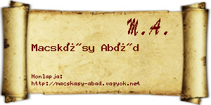 Macskásy Abád névjegykártya